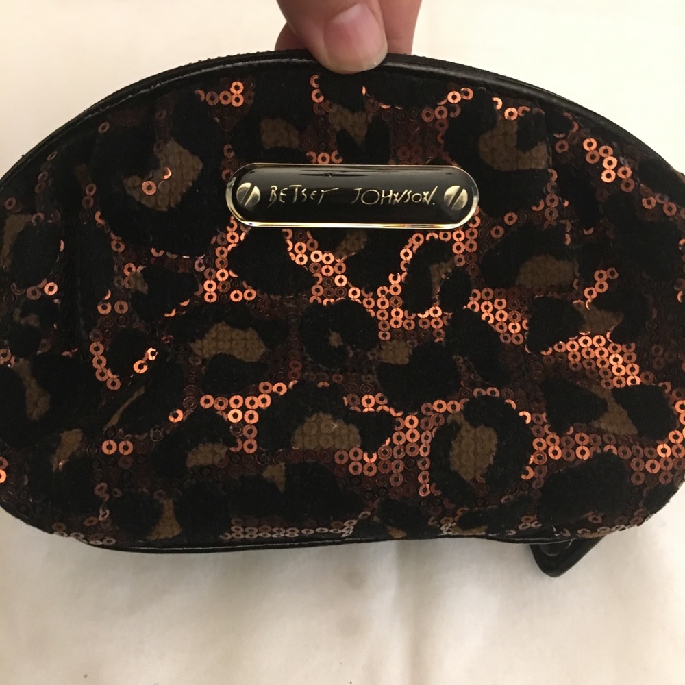 Betsey johnson sequin leopard print small bag